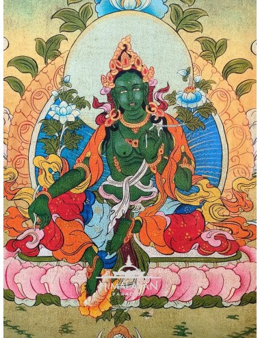 Pintura tibetana de Tara Verde I Himalayan Paradise