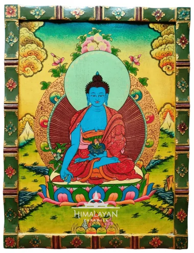 Pintura tibetana del Buda de la Medicina I Himalayan Paradise