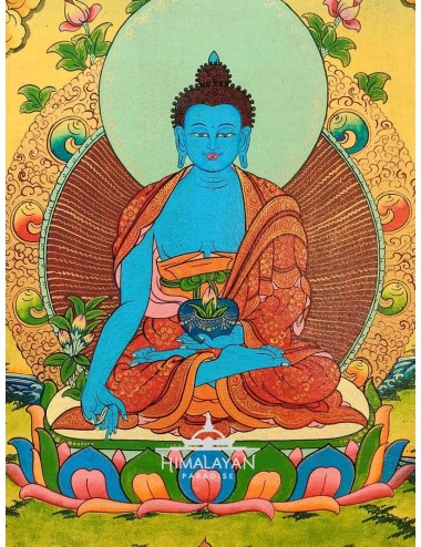 Pintura tibetana del Buda de la Medicina I Himalayan Paradise