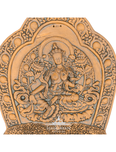 Panel de cerámica de Tara Verde sobre un loto I Himalayan Paradise