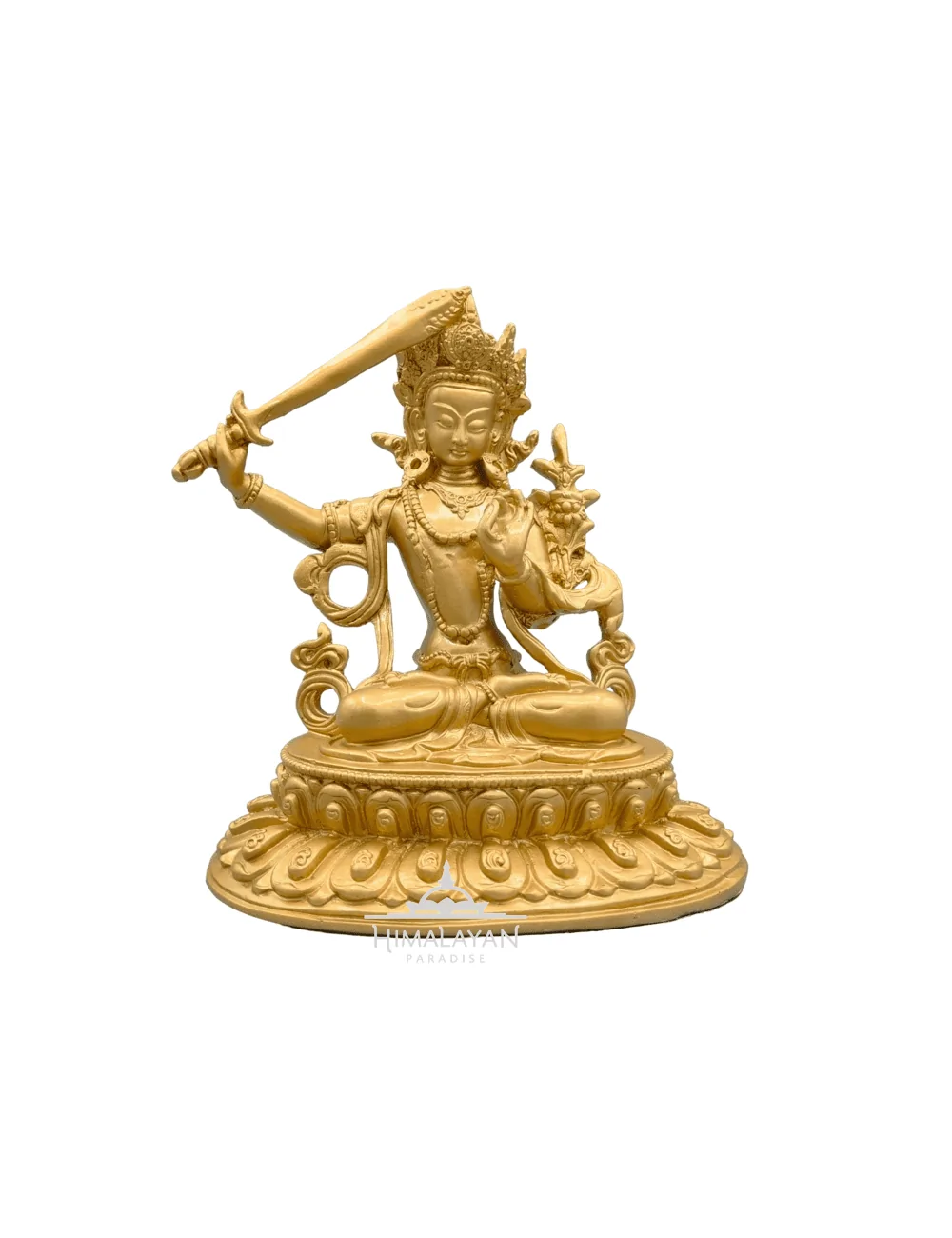 Estàtua daurada de resina de Manjushri I Himalayan Paradise