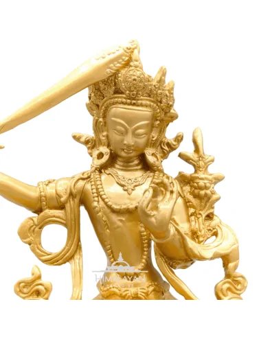 Estatua dorada de resina de Manjushri I Himalayan Paradise