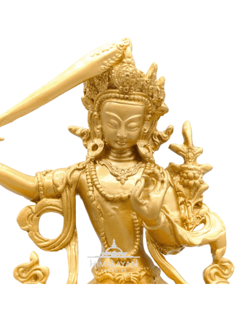 Estatua dorada de resina de Manjushri I Himalayan Paradise