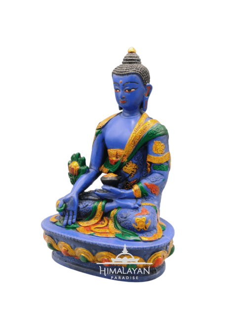 Estatua de resina pintada del Buda de la Medicina I Himalayan Paradise