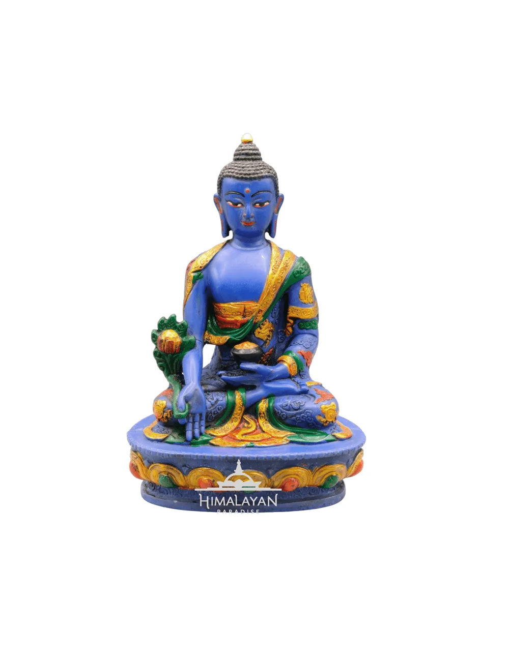 Estatua de resina pintada del Buda de la Medicina I Himalayan Paradise