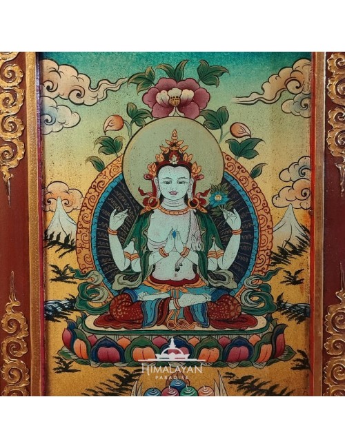 Pintura tibetana de Chenrezig I Himalayan Paradise
