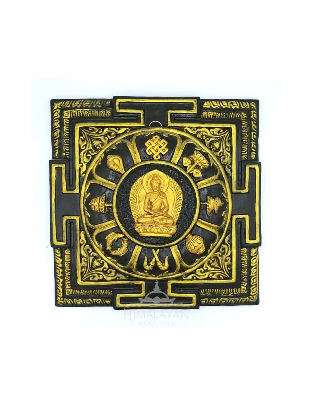 Panel Mandala de Buda y Símbolos Auspiciosos I Himalayan Paradise